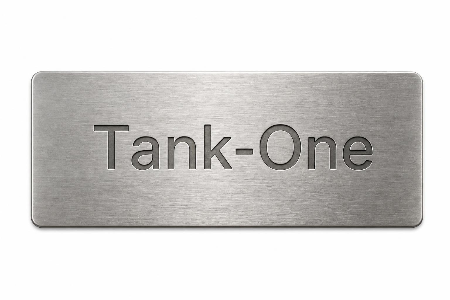 TANKONE - targhetta in acciaio inciso, la firma visibile a lato