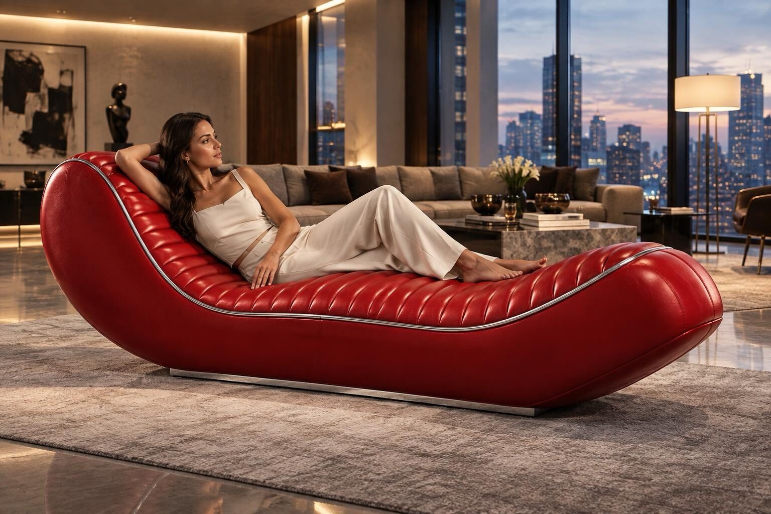 SELLONE — prototipo futuro — chaise a S, livrea rossa, attico