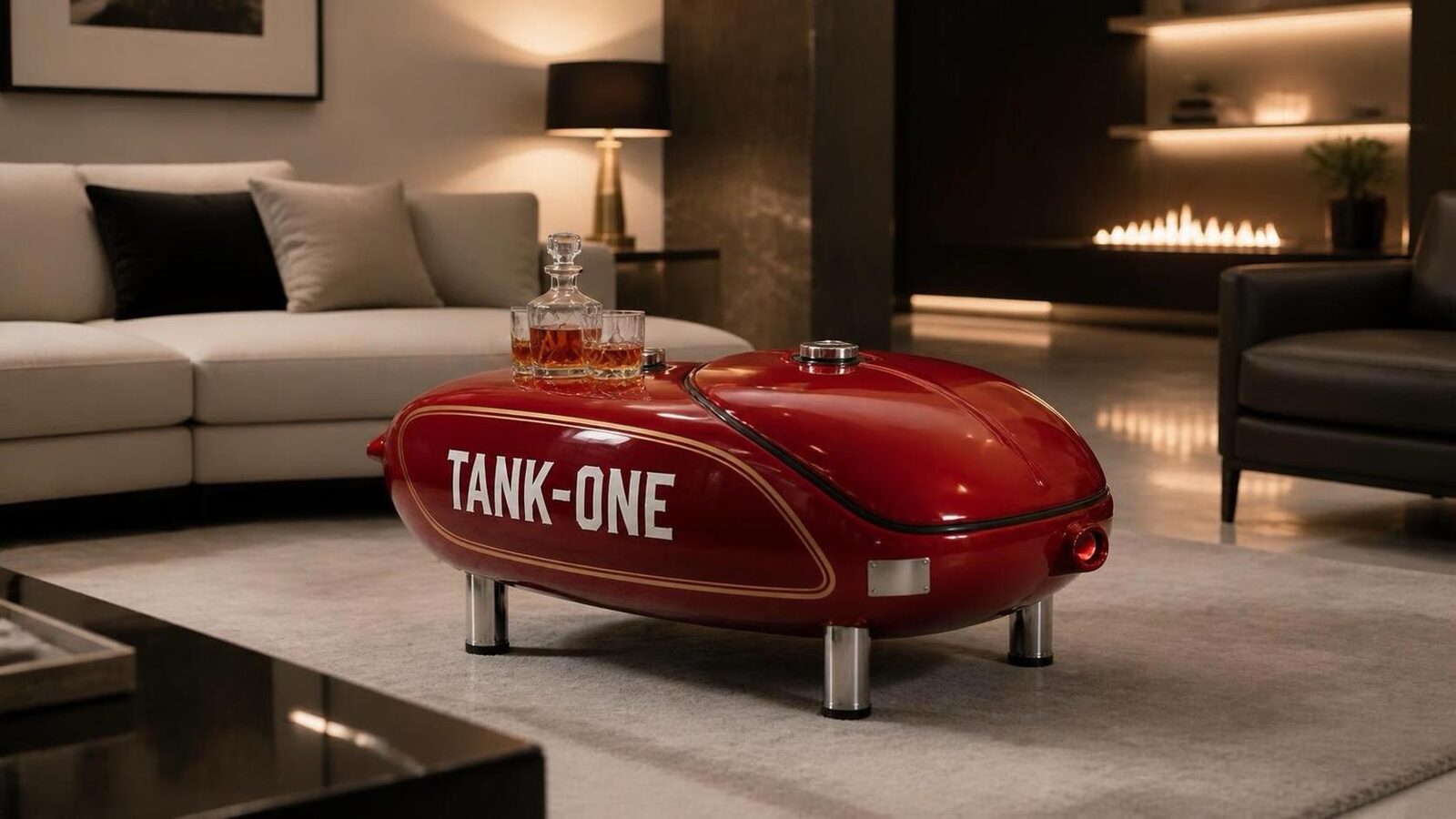 TANKONE Café &mdash; rosso, chiuso, salotto con camino