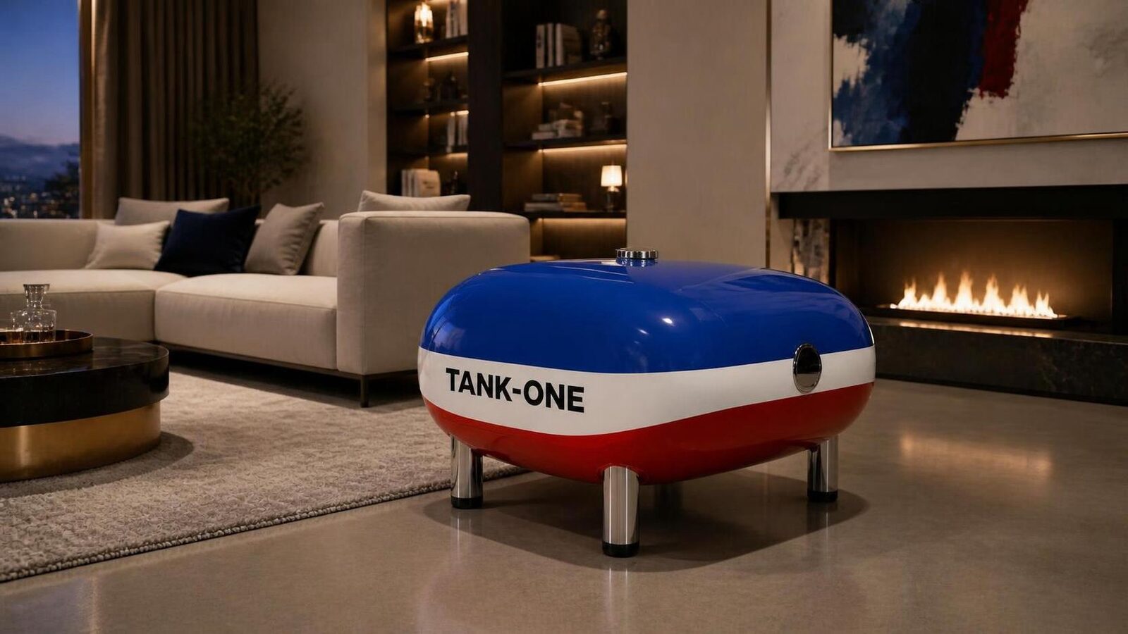 TANKONE Dune &mdash; tricolore, chiuso, salotto con camino