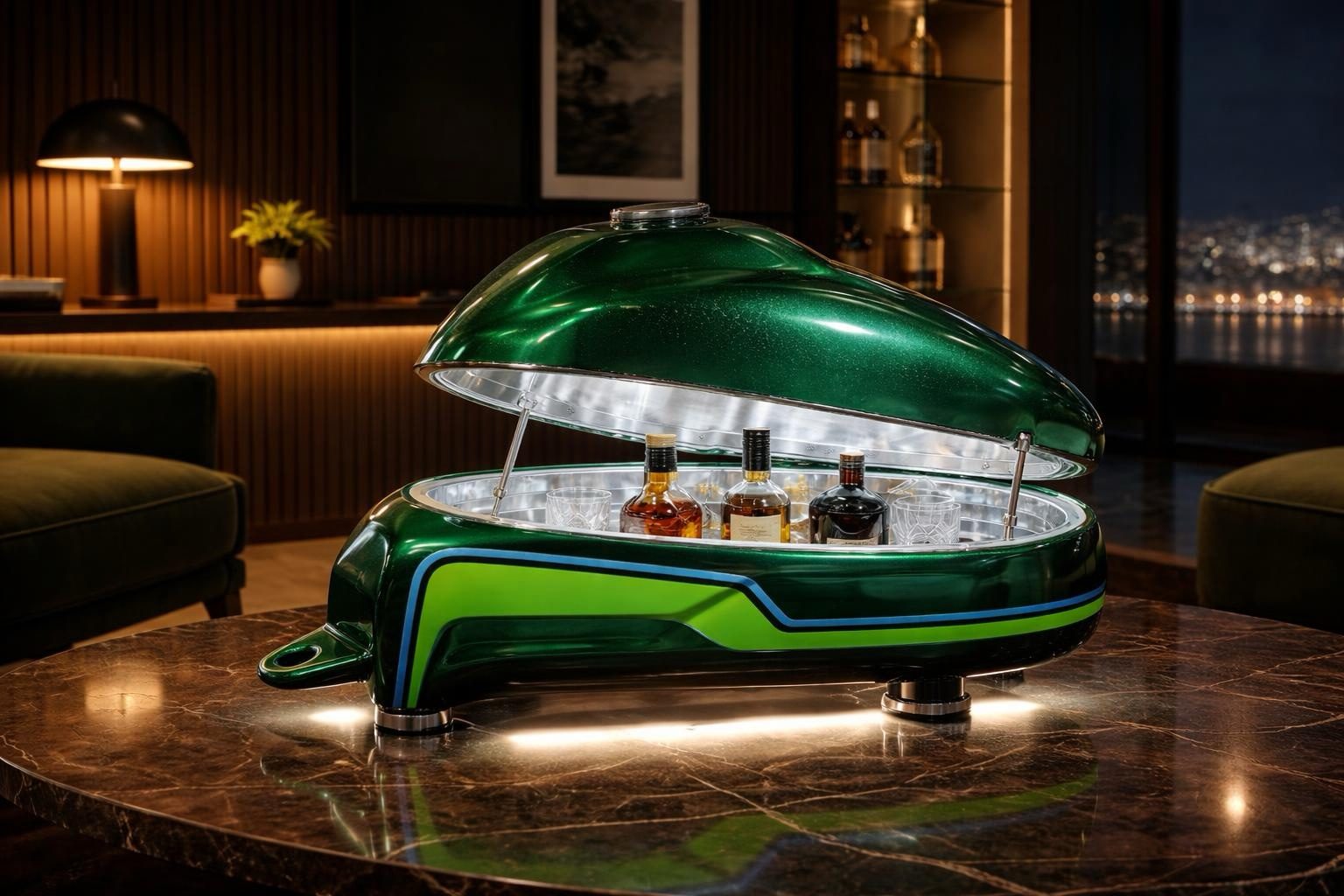 TANKONE versione discreta, senza lettering — verde, aperto, di sera
